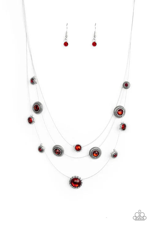 SHEER Thing! - Red Ornate Dotted Encrusted Necklace N#6099