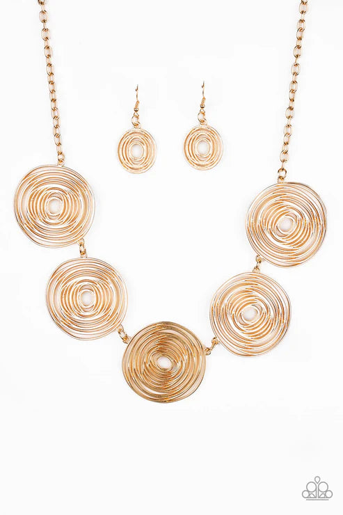 SOL-Mates - Oversized Gold High-Sheen Swirling Links Necklace N#7334