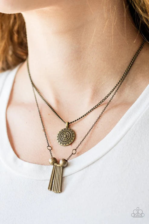 SOL Quest - Brass Sunburst Tribal Necklace N#6314