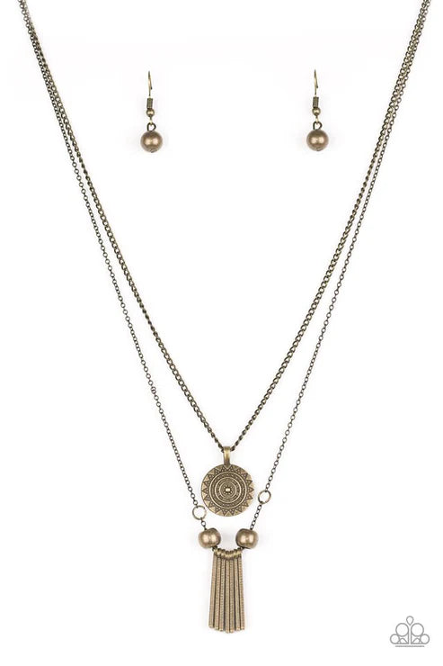 SOL Quest - Brass Sunburst Tribal Necklace N#6314