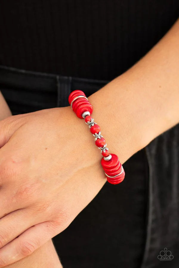 Sagebrush Serenade - Red Round/Disc Stone Accent Bracelet B#6755