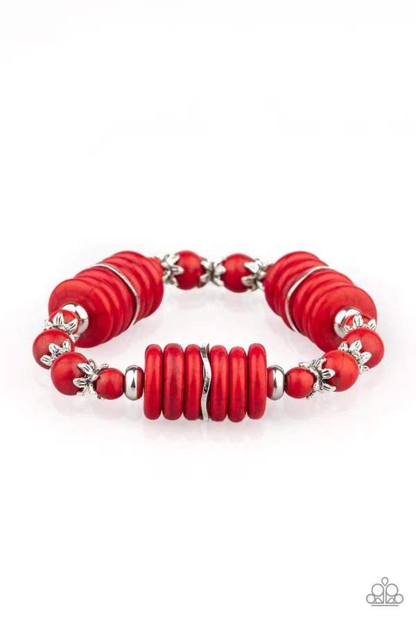 Sagebrush Serenade - Red Round/Disc Stone Accent Bracelet B#6755
