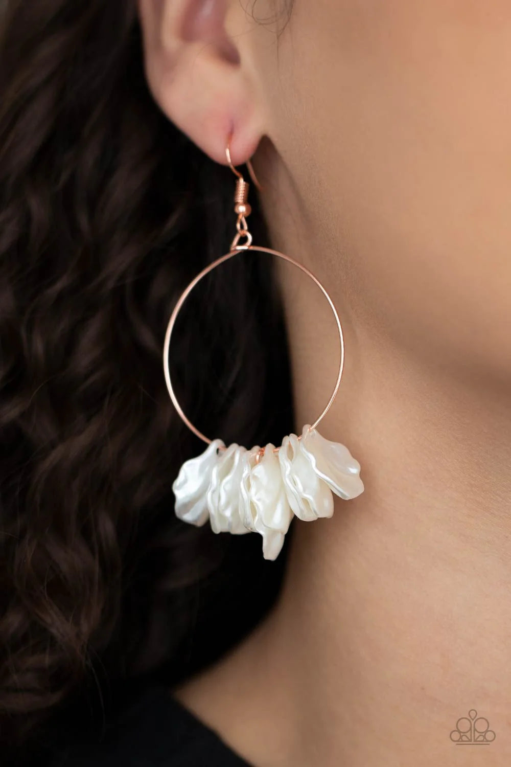 Sailboats and Seashells -Gold Pearl Shell Fringe Earrings E#3672