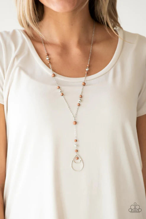 Sandstone Savannahs - Brown Stone Teardrop Accent Necklace N#6199