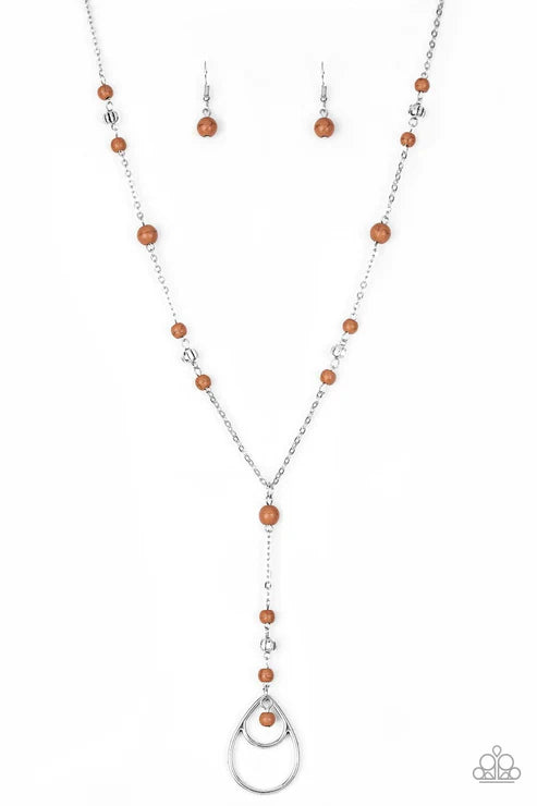 Sandstone Savannahs - Brown Stone Teardrop Accent Necklace N#6199