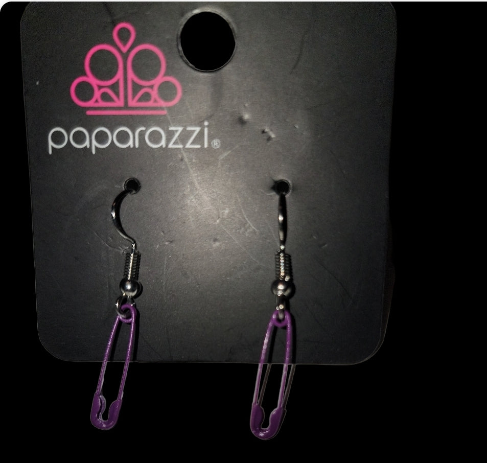 Starlet Shimmer - Purple Safety Pin Earrings SS#3331