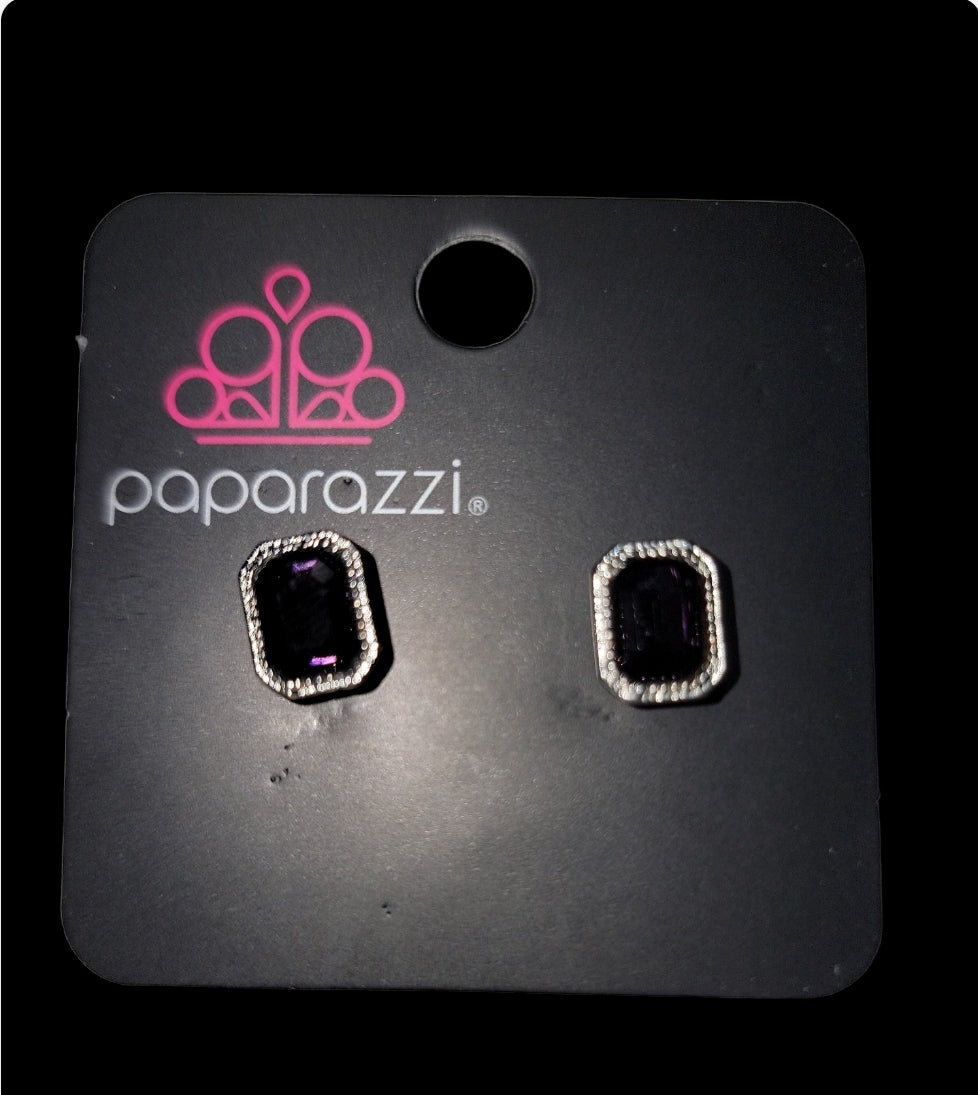 Starlet Shimmer - Purple Emerald Cut Earrings SS#3305 Lil Divas and Women