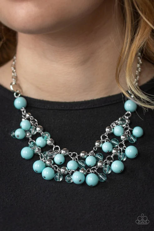 Seaside Soiree - Blue Crystal Hammered Fringe Necklace N#3613