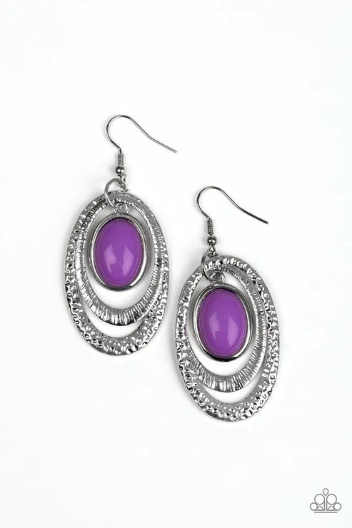 Seaside Spinster - Purple Oval "Spin" Textured Earrings E#2079