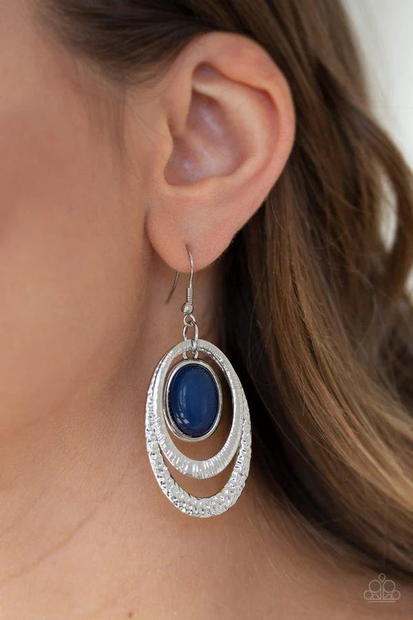 Seaside Spinster - Blue Oval "Spin" Textured Earrings E#6872