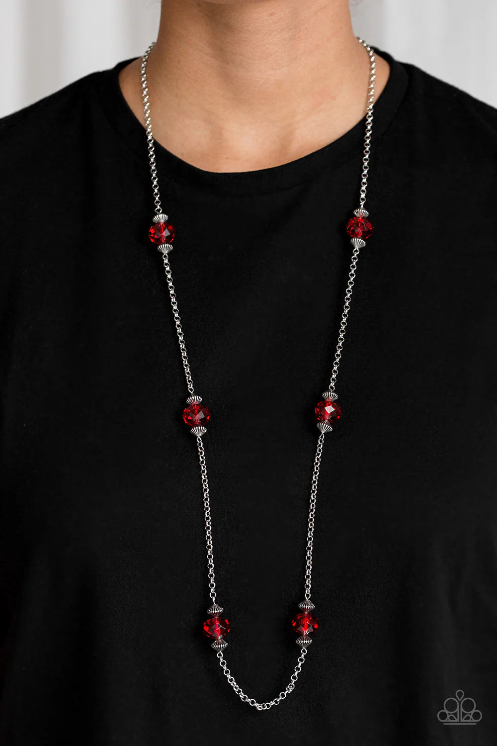 Season of Sparkle - Red Crystal Accent Necklace N#7102