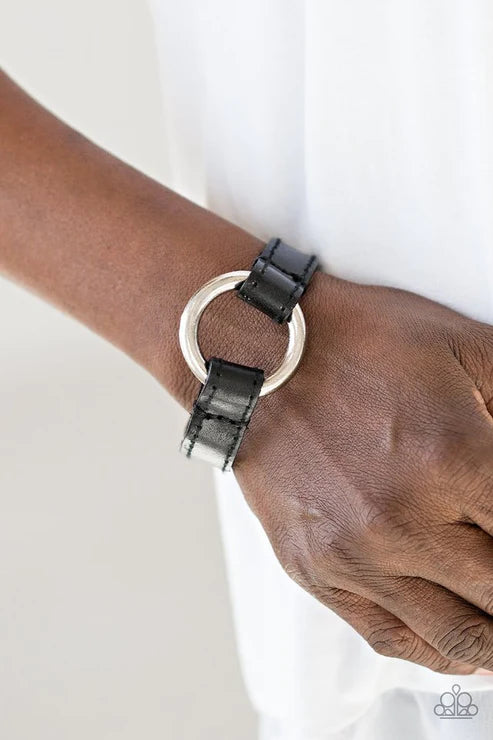 Secure The Perimeter - Black Loop/Hoop Leather Urban Bracelet B#4700