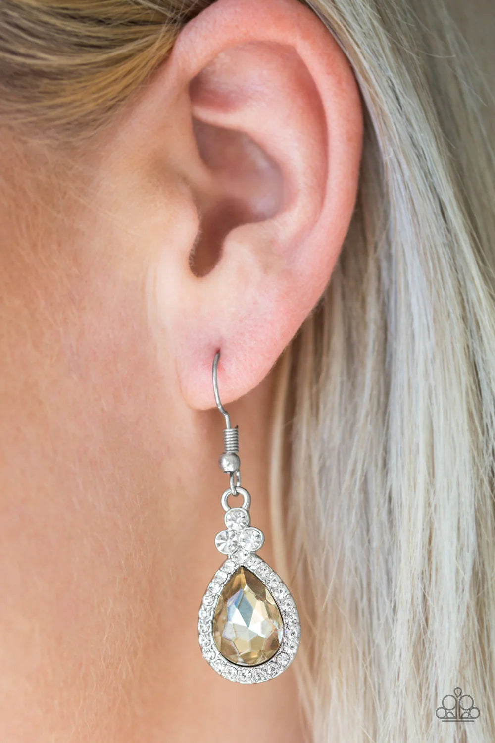 Self-Made Millionaire - Brown/Topaz Encrusted Teardrop Earrings E#7039