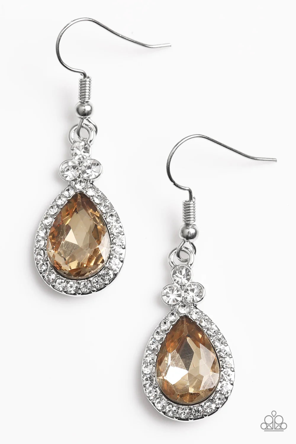 Self-Made Millionaire - Brown/Topaz Encrusted Teardrop Earrings E#7039