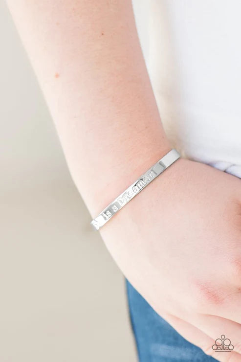 She Is A Dreamer - Silver Stamped “She is a Dreamer” Cuff Bracelet B#4767