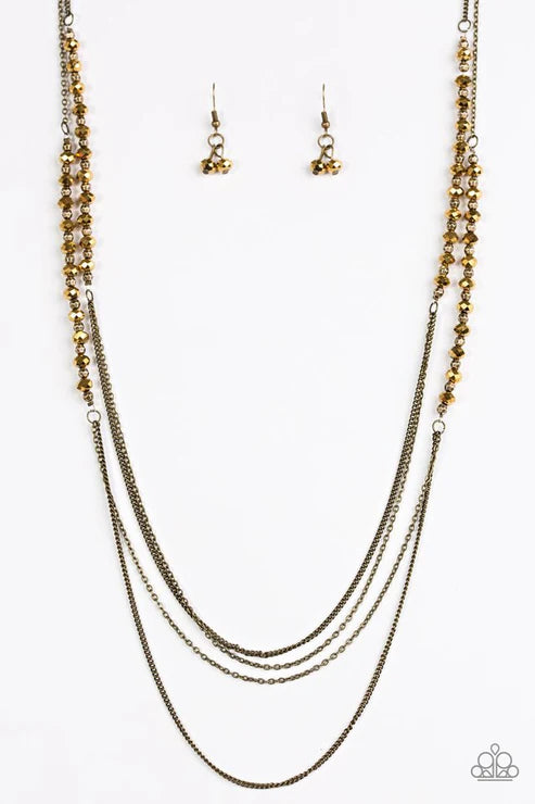 2-Piece Brass Aurum Encrusted Cluster Teardrop Set SET#6232