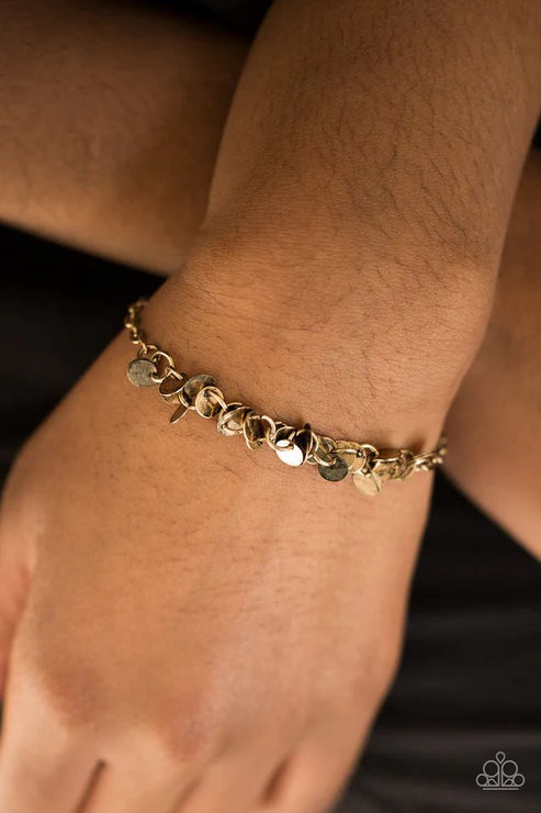 Shimmer Train - Brass Shimmer Disc Fringe Bracelet B#6308