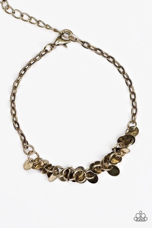 Shimmer Train - Brass Shimmer Disc Fringe Bracelet B#6308