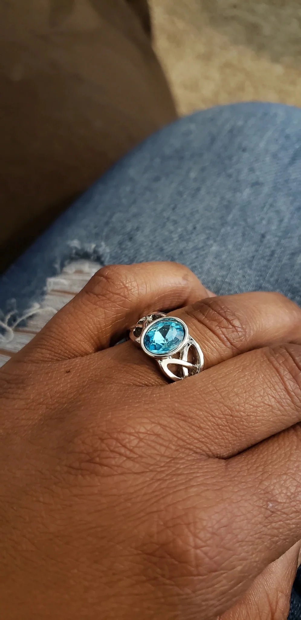 Shimmer Splash - Blue Rippling Filigree Ring R#6090
