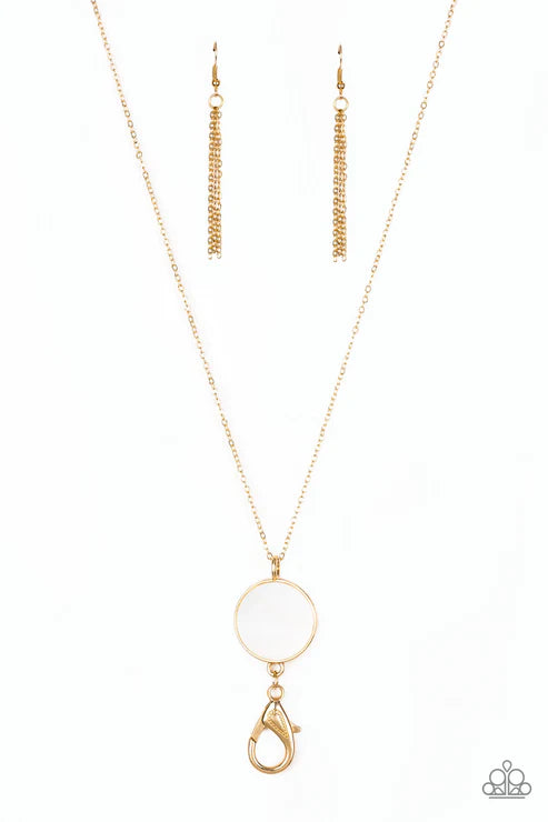 Shimmering Seashores - Gold Flat Shell Lanyard Necklace N#4528