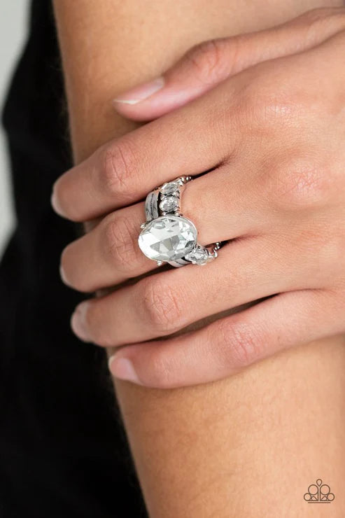 Shine Bright Like A Diamond - White Regal Emerald Cut Dusted Ring R#5975
