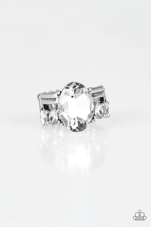 Shine Bright Like A Diamond - White Regal Emerald Cut Dusted Ring R#5975