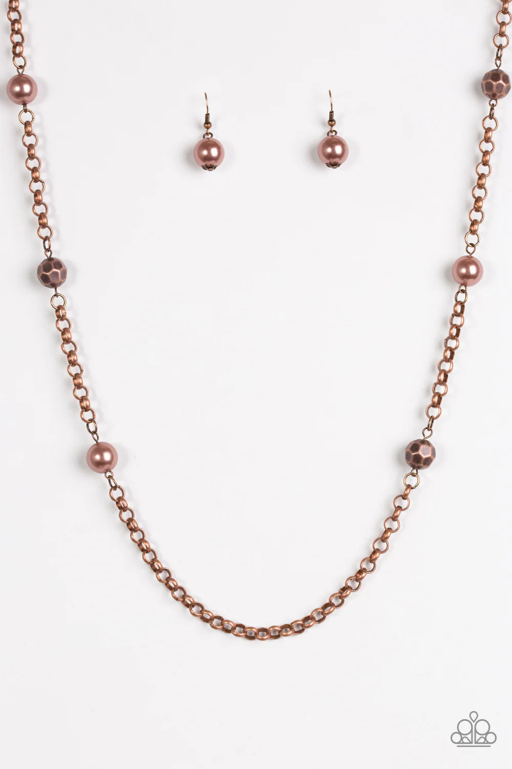 Showroom Shimmer - Copper Faceted Pearl Necklace N#7091