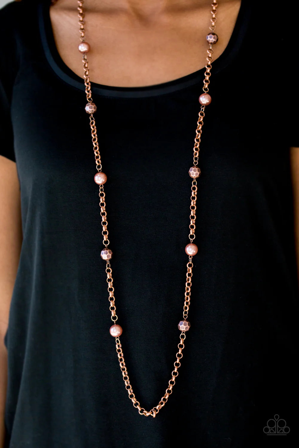 Showroom Shimmer - Copper Faceted Pearl Necklace N#7091