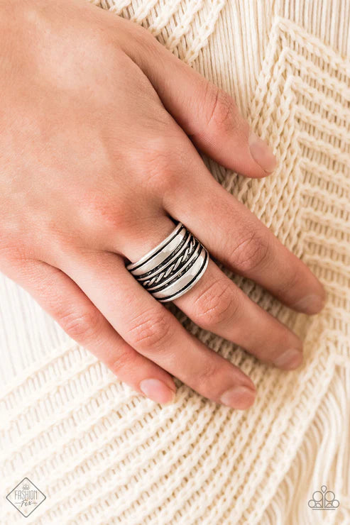 Let it LAYER - Silver Mismatched Twisted Ropy Textured Stacked Ring R#4211