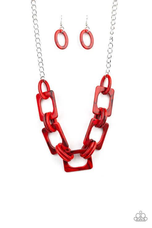 Sizzle Sizzle - Smoky Red Asymmetrical Ombre Necklace N#5852