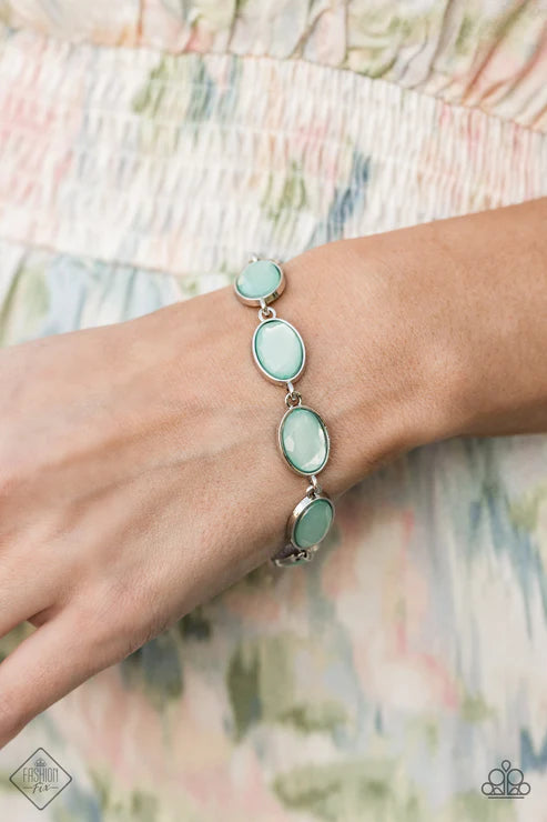 Smooth Move - Blue (Dewy Blue Tint) Encased Frames Oval Gems Connect Bracelet B#7392