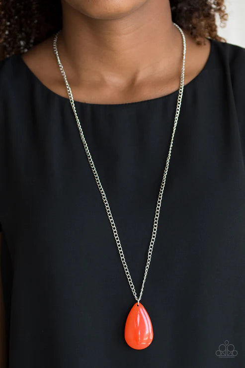So Pop-YOU-lar - Vivacious Orange Teardrop Necklace N#6532
