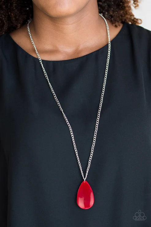 So Pop-YOU-lar - Robust Red Teardrop Necklace N#6194