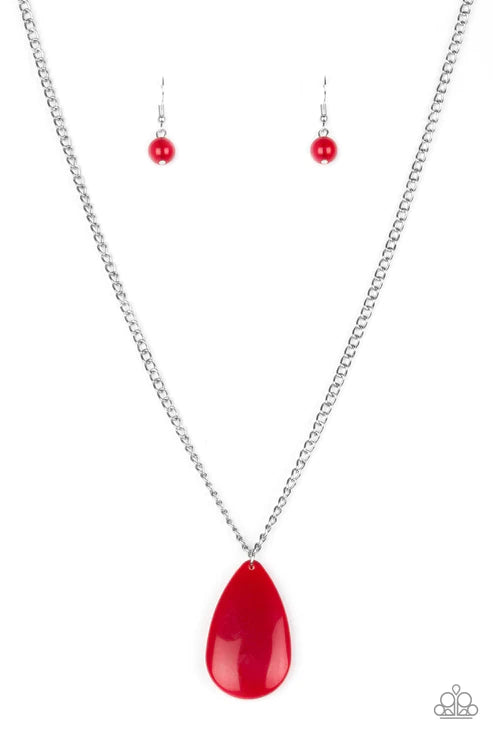 So Pop-YOU-lar - Robust Red Teardrop Necklace N#6194