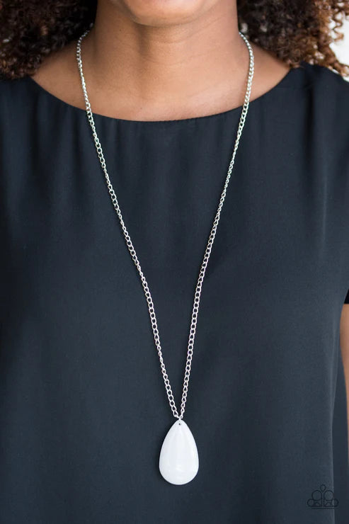 So Pop-YOU-lar - Neutral Silver Teardrop Necklace N#6293