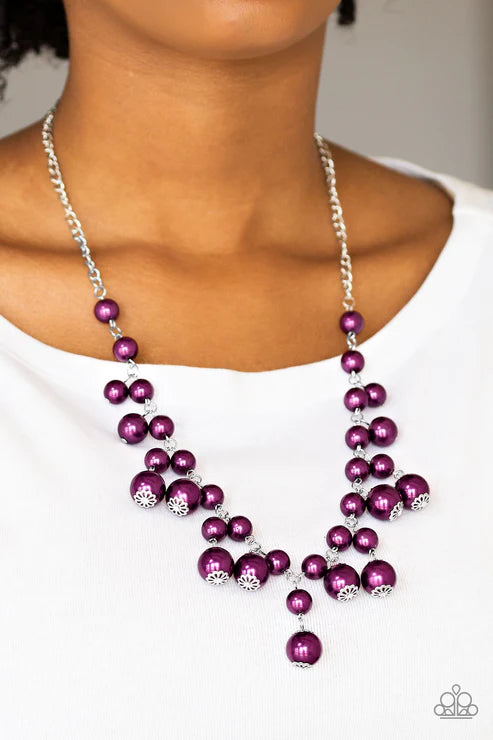 Soon To Be Mrs. - Purple Pearl Fringe Necklace N#6222