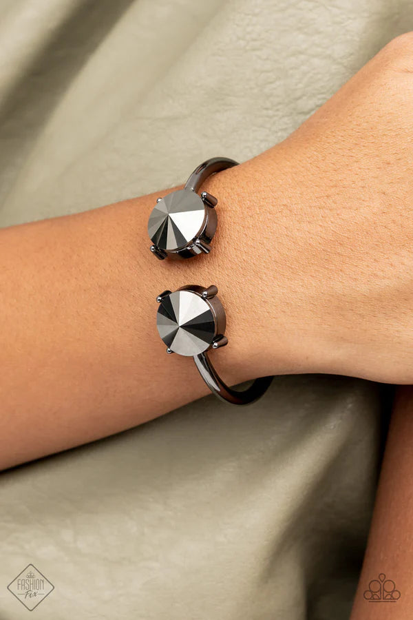 3-Piece Oversized Gunmetal Pronged Hematite Encrusted Set SET#6862