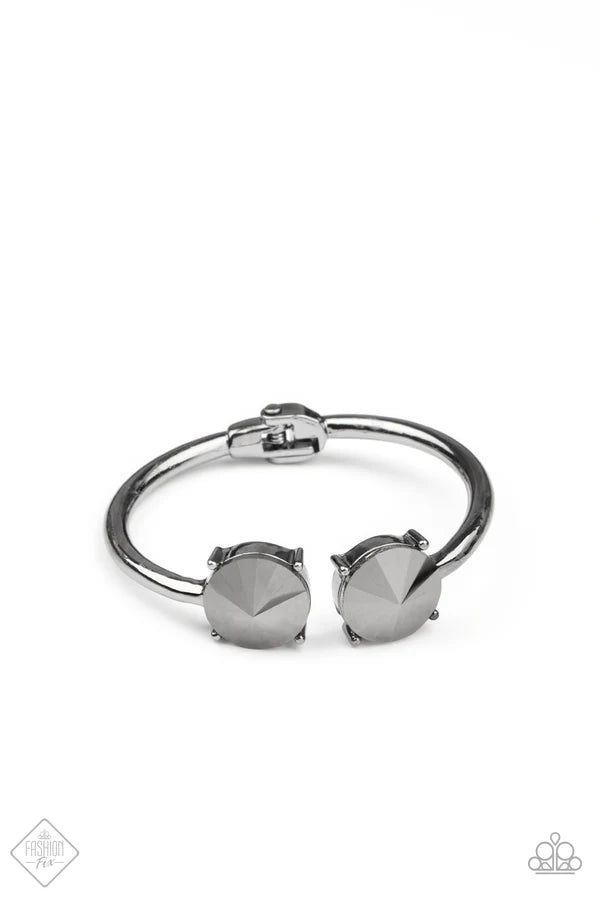 3-Piece Oversized Gunmetal Pronged Hematite Encrusted Set SET#6862