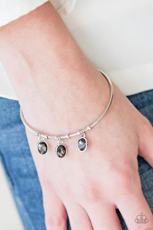 Sparkling Splendor - Smoky Silver Arc "Swing" Cuff Bracelet B#6356