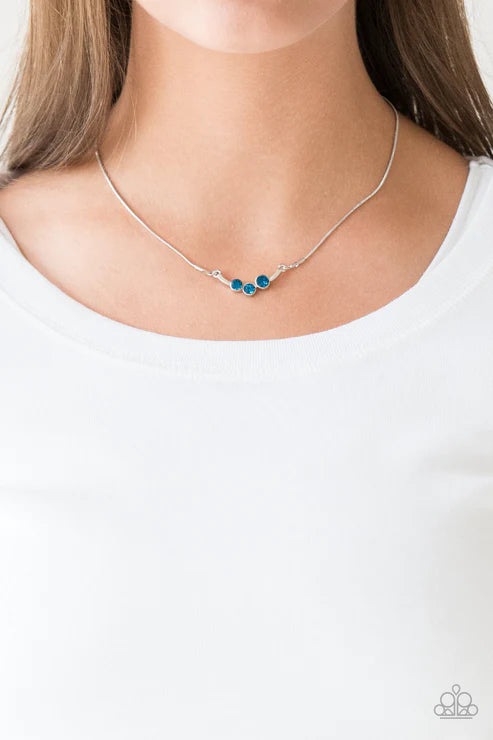 Sparkling Stargazer - Blue Trio Encrusted Bar Necklace N#3025