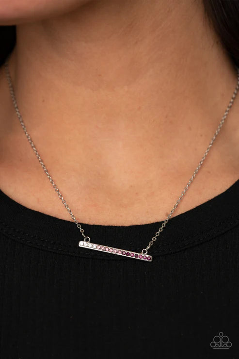 Sparkly Spectrum - Purple (White/Pink/Purple) Ombre Encrusted Spectrum Necklace N#2947