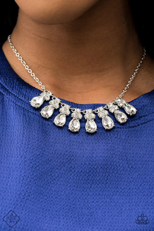 2-Piece White Encrusted Teardrop Fringe Set SET#6998