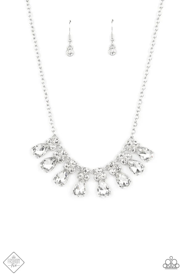 2-Piece White Encrusted Teardrop Fringe Set SET#6998