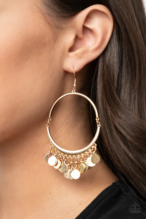 Speed of SPOTLIGHT - Gold Fringe Hoop Earrings E#6139
