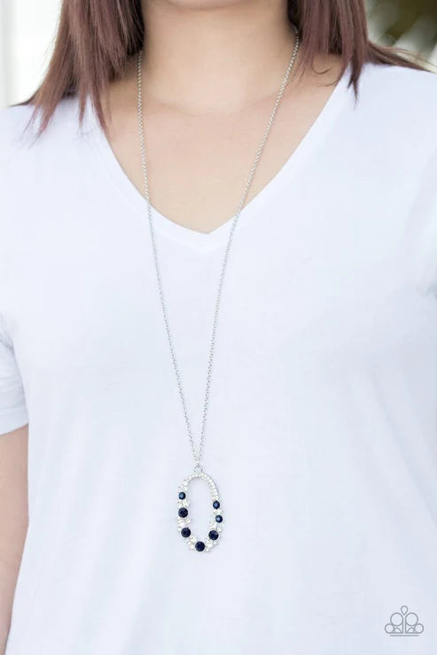 Spotlight Social - Blue Encrusted Hoop Necklace N#6023
