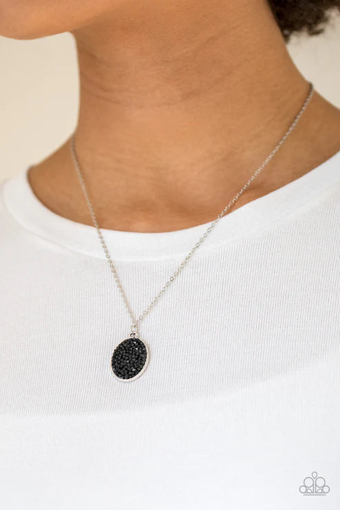 Star-Crossed Stargazer - Black Oval Sprinkled Necklace N#3859