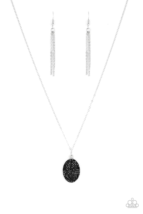 Star-Crossed Stargazer - Black Oval Sprinkled Necklace N#3859