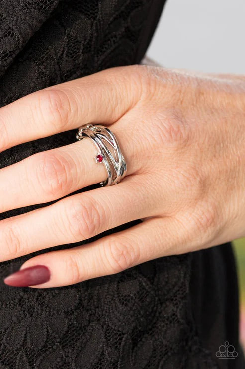 Star Potential - Red Star Crisscross Layered Ring R#6430