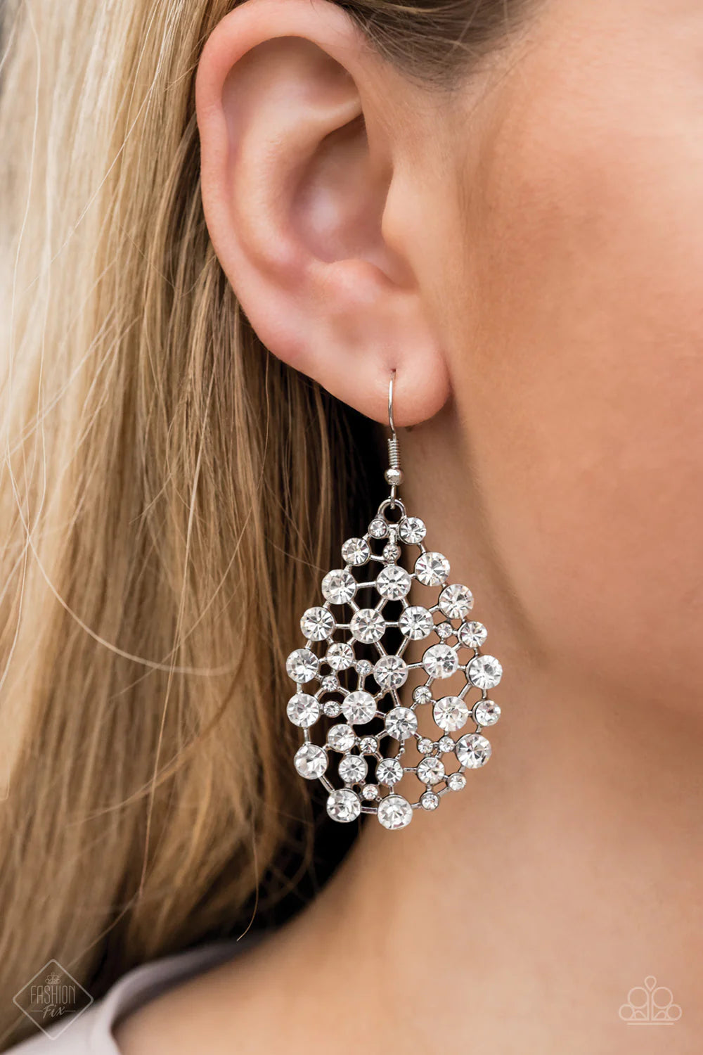 Start With A Bang - Oversized White Explosion Teardrop Earrings E#7115
