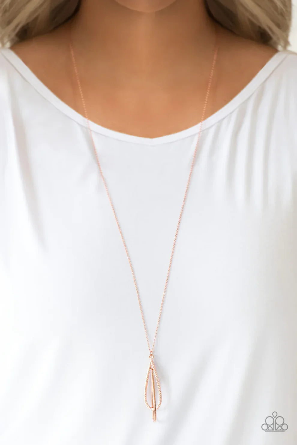 Step Into the Spotlight - Copper Topaz Encrusted Interlock Teardrop Necklace N#7423